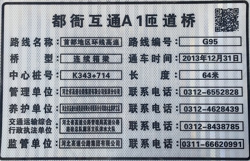 橋梁信息反光膜標志牌
